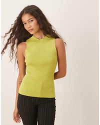 Mango - Hoogsluitende Gebreide Mouwloze Top - Lyst