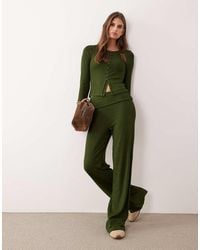 ASOS - Co-ord Rib Fold Over Waist Trouser With Ruched Detail - Lyst