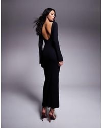 ASOS - Low Back Maxi Dress With Angel Sleeves - Lyst