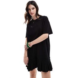Miss Selfridge - Poplin Frill Detail T-shirt Dress - Lyst