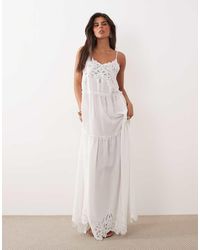 Noughts & Kisses - Cotton Blend Tiered Broderie Maxi Dress - Lyst