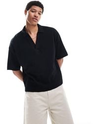 ASOS - Oversized Boxy Textured Revere Collar Polo Shirt - Lyst