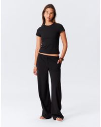 Weekday - Pantalones Negros De Pernera Ancha Con Cintura Elástica Kelly De - Lyst