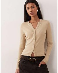 Threadbare - Long Sleeve Button Through Ribbed Top - Lyst