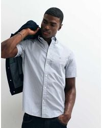 GANT - Camisa A Rayas Color Menta De Manga Corta Y Corte Estándar De Popelina-Verde - Lyst