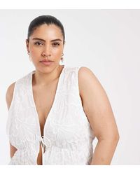 Vero Moda - Floral Embroidered Tie Front Peplum Hem Blouse - Lyst