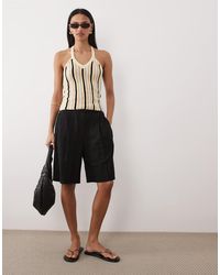 ASOS - Gestreepte Haltertop Met Bies - Lyst