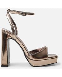 Public Desire - Resist Metallic Peep Toe Barley There Platform Heels - Lyst