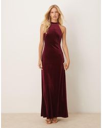 Maya - Velvet Halter Neck Maxi Dress - Lyst