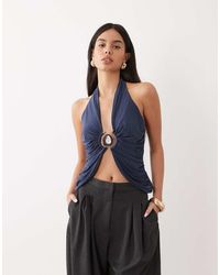 ASOS - Sculpting Plunge Top With Hardware Detail - Lyst