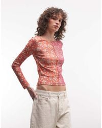 Reclaimed Vintage - Slash Neck Spliced Floral Print Long Sleeve Top - Lyst