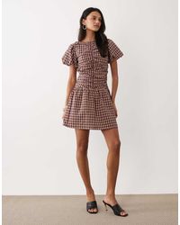 Nobody's Child - Haven Ruched Front Puff Sleeve Mini Dress - Lyst