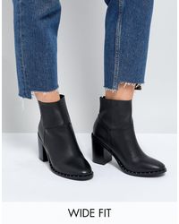 asos design realm leather mid ankle boots