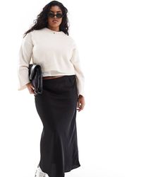 ASOS - Asos Design Curve Satin Bias Midi Skirt - Lyst