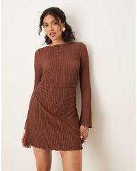 ASOS - Robe courte texturée à encolure bateau et manches évasées - Lyst