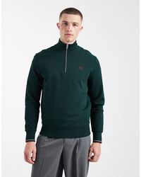 Fred Perry - Sweat à demi-fermeture éclair avec logo - foncé - Lyst