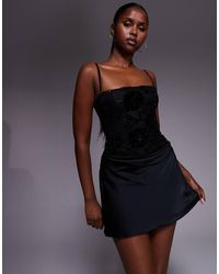 Oh Polly - Drape Skirt Mini Dress With Detachable Straps - Lyst