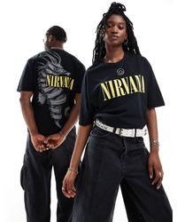 ASOS - T-shirt unisex oversize nera con stampe grafiche della band nirvana con cavalluccio marino su licenza - Lyst
