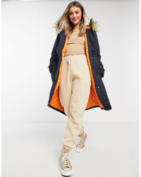 French Connection Parka blu con cappuccio