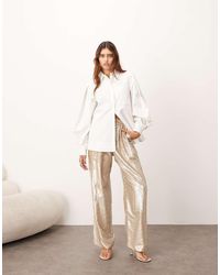 ARRANGE - Embellished Sequin Tailored Straight Leg Trouser - Lyst