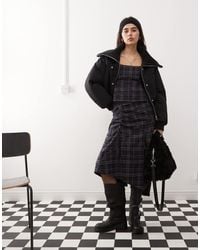 Collusion - Falda Midi A Cuadros Multicolores Con Abertura Y Detalle Fruncido De (Parte De Un Conjunto) - Lyst