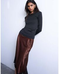 TOPSHOP - Slinky Scoop Back Long Sleeve Top - Lyst