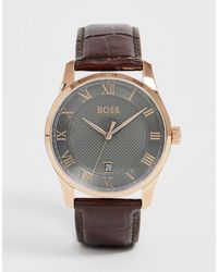 BOSS – 1513740 Master – Lederarmbanduhr - Braun