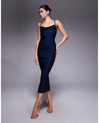 Vesper - Bengaline Cami Strappy Ruched Bust Midaxi Dress - Lyst