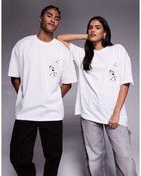 ASOS - Camiseta Blanco Hueso Extragrande Con Estampados De "Frozen" Para Navidad De Disney De - Lyst