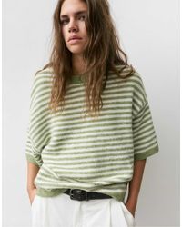 Pull&Bear - Pull rayé à manches courtes - olive - Lyst
