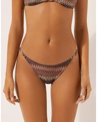 Calzedonia - Thong Bikini Bottoms Golden Chevron - Lyst