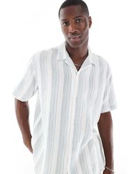 Jack & Jones - Camisa A Rayas Azules Con Cuello De Solapas De Tejido Texturizado De - Lyst