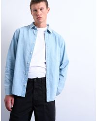 TOPMAN - Regular Fit Denim Long Sleeve Shirt - Lyst