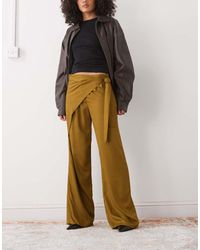 Reclaimed Vintage - Wide Leg Trouser With Wrap Tie Detail - Lyst