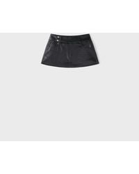 Stradivarius - Leather Effect Suede Mini Skirt With Hammered Waist - Lyst
