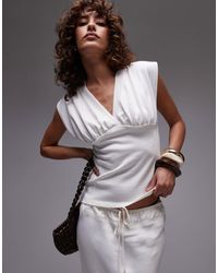 TOPSHOP - V-neck Sleeveless Structured Top - Lyst