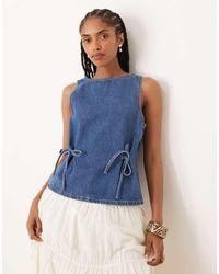 ASOS - Denim Tank Top With Cinch Waist Ties - Lyst