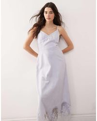 Reclaimed Vintage - Denim Lace Insert Strappy Cami Midi Dress - Lyst