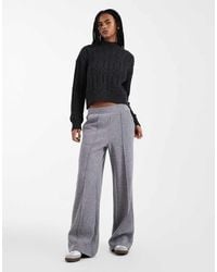 Threadbare - Mock Knit Wide Leg Sweatpants With Seam Detail - Lyst