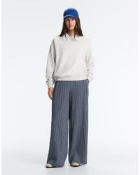 Oysho - Wide Leg Stripe Print Cotton Blend Trousers - Lyst