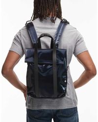 Rains - Mochila Pequeña Azul Marino Metalizado Estilo Tote Impermeable De - Lyst