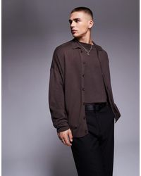 ASOS - Relaxed Knitted Button Through Long Sleeve Polo - Lyst