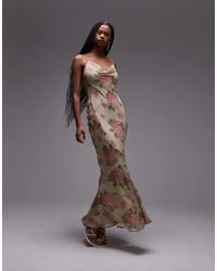 TOPSHOP - Double Layered Satin And Chiffon Maxi Slip Dress - Lyst