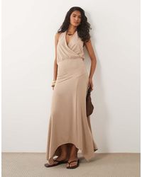 ASOS - Halter Neck Hanky Hem Midi Dress - Lyst