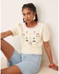 Nobody's Child - Embroidered Knitted Crop Top - Lyst