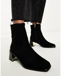 River Island - Botas negras estilo calcetín con tacón grueso - Lyst