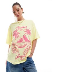 ASOS - T-shirt oversize en aspect lin avec imprimé thaïlande - Lyst
