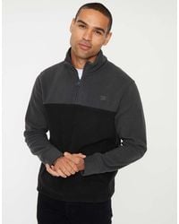 Threadbare - 'Wham' Two Tone Quarter Zip Fleece Jumper - Lyst