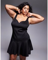 ASOS - Asos Design Curve Structured Sweetheart Neckline Mini Dress With Peplum Hem - Lyst