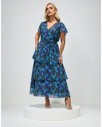 Yours Clothing - Floral Tiered Maxi Dress - Lyst